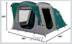 Coleman Oak Canyon 4 4-Person Tunnel Family Tent, Blackout Bedroom Green/Grey