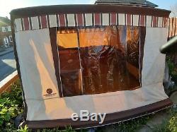 Combi Camper trailer tent, Danish design. Large awning. Brown, t/cotta and beige