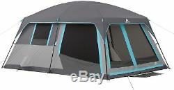 Dark Cabin Style Tent Built In Room Large Window Sealed Seams, Ten Campers Gray