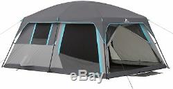 Dark Cabin Style Tent Built In Room Large Window Sealed Seams, Ten Campers Gray