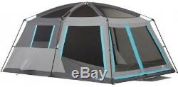 Dark Cabin Style Tent Built In Room Large Window Sealed Seams, Ten Campers Gray