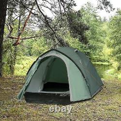 Dome Camping 3-4 Person Tent Family Large Windows Waterproof Green Spacious Camp