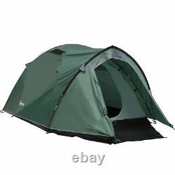 Dome Camping 3-4 Person Tent Family Large Windows Waterproof Green Spacious Camp