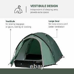 Dome Camping 3-4 Person Tent Family Large Windows Waterproof Green Spacious Camp