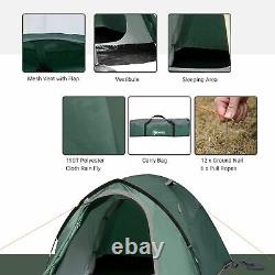 Dome Camping 3-4 Person Tent Family Large Windows Waterproof Green Spacious Camp