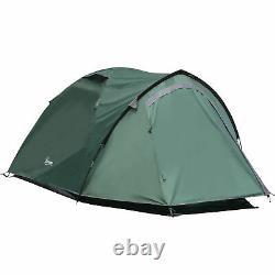 Dome Camping 3-4 Person Tent Family Large Windows Waterproof Green Spacious Camp