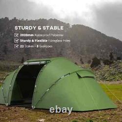Dome Camping Tent 4-6 Person Hiking Sun Shelter with Mesh Windows Dark Green
