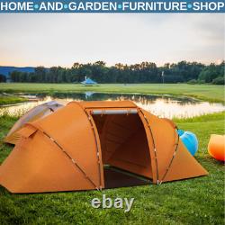 Dome Camping Tent 4-6 Person Sun Shelter Waterproof with Mesh Windows Orange