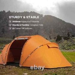 Dome Camping Tent 4-6 Person Sun Shelter Waterproof with Mesh Windows Orange