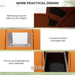 Dome Camping Tent 4-6 Person Sun Shelter Waterproof with Mesh Windows Orange