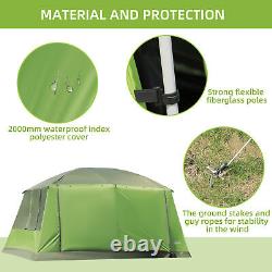 Dome Tent Camping Shelter with Porch, Two Rooms, Lamp Hook, Portable Carry Bag