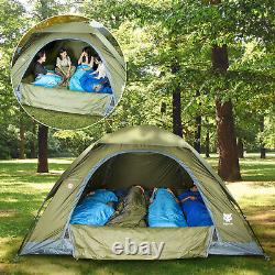 Dome camping 3-4 person tent family large windows waterproof green spacious