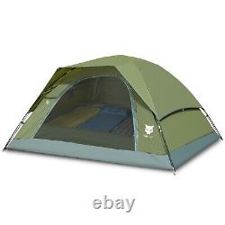 Dome camping 3-4 person tent family large windows waterproof green spacious