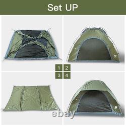 Dome camping 3-4 person tent family large windows waterproof green spacious