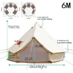 Double Door Bell Tents 6M Large Family Tent Cotton Canvas 4 Season Yurts Camping