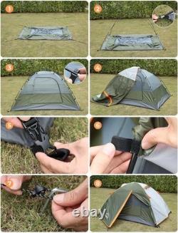 Durable Weatherproof Camping Tent for 2-3 People Double Layer, Dark Green