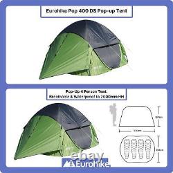 Eurohike Pop 400 Dual Skin Waterproof Tent, Pop-Up Tent, Camping Equipment