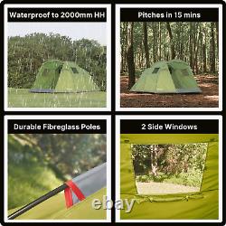 Eurohike Sendero 6 Man Family Tent, Tunnel, Festival Tent, Camping Equipment