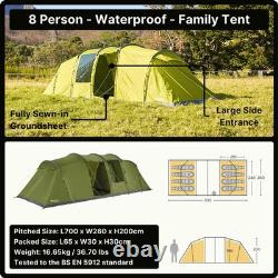 Eurohike Sendero 8 XL 8 Person Family Camping Shelter Large Tunnel Berth