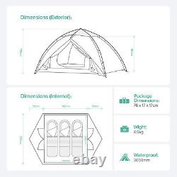 Evajoy Automatic Instant Pop Up 3 Man Camping Tent Family Outdoor Hiking Shelter