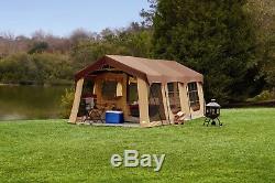 Family Cabin Tent Large 10 Person Camping Instant Sealed Huge 2 Room Brown Porch
