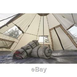 Family Teepee Tent 14x14 Sleeps Up To 8 People, Beige Guide Gear Army Surplus