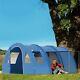 Family Tent Camping 5-6 Person 2 Rooms 2 Doors Shelter Floor Carry Bag Blue