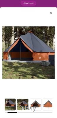 Family Tent Tipi 6-Person Grey and Orange Waterproof vidaXL