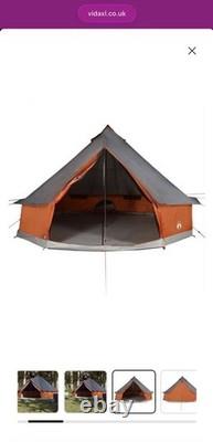 Family Tent Tipi 6-Person Grey and Orange Waterproof vidaXL