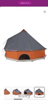 Family Tent Tipi 6-Person Grey and Orange Waterproof vidaXL