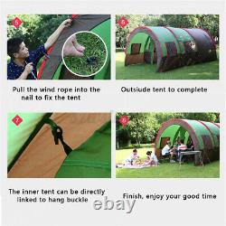 For 10 People Large Waterproof Group Family Festival Camping Outdoor Tunnel Tent