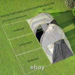 Four-Man Tunnel Tent with Two Bedrooms and Living Room Outsunny
