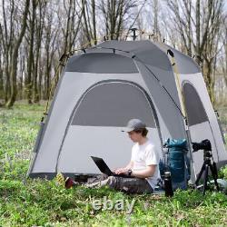 Four Person Pop Up Tent Automatic Camping Shelter Beach Festival Grey Outsunny