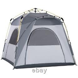 Four Person Pop Up Tent Automatic Camping Shelter Beach Festival Grey Outsunny