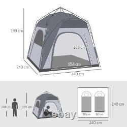 Four Person Pop Up Tent Automatic Camping Shelter Beach Festival Grey Outsunny