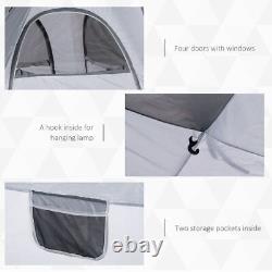 Four Person Pop Up Tent Automatic Camping Shelter Beach Festival Grey Outsunny