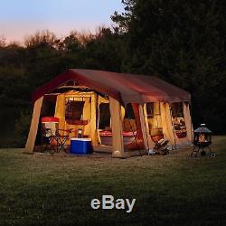 Front Porch Cabin Tent 10 Person 2 Rooms Canopy Camping Large Family Backyard