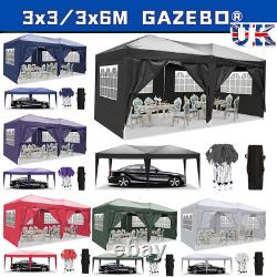 Gazebo Pop Up 3 x3/6m Waterproof Large Tent Wedding Party Camping Party Canopy