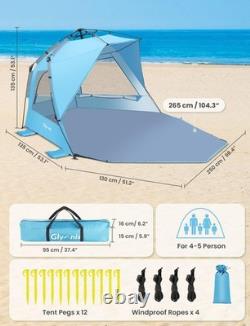 Glymnis Pop Up Beach Tent Large for 4-6 Person, Instant Pop Up Automatic Beach