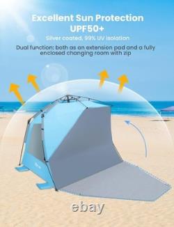 Glymnis Pop Up Beach Tent Large for 4-6 Person, Instant Pop Up Automatic Beach