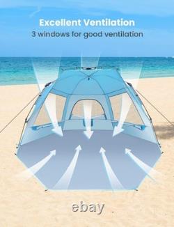Glymnis Pop Up Beach Tent Large for 4-6 Person, Instant Pop Up Automatic Beach