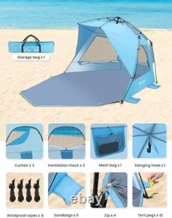 Glymnis Pop Up Beach Tent Large for 4-6 Person, Instant Pop Up Automatic Beach