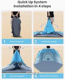 Glymnis Pop Up Beach Tent Large for 4-6 Person, Instant Pop Up Automatic Beach