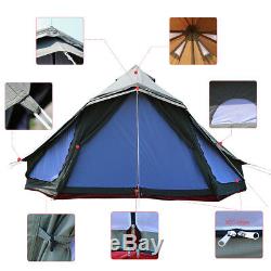 Green 5M Large Window Bell Tent Waterproof Canvas Camping Beach Glamping Tent