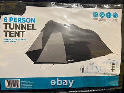 Halfords 6 Person Tunnel Tent 2 rooms Large Family Tent with porch & Carry case