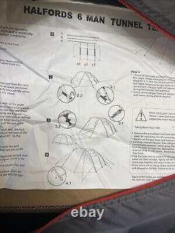 Halfords 6 Person Tunnel Tent 2 rooms Large Family Tent with porch & Carry case