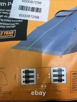 Halfords 6-Person Tunnel Tent with Porch, 2 Rooms, Large Family Size, Carry Case