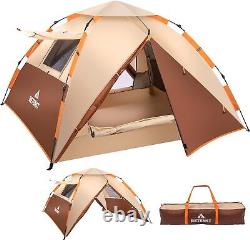 Heavy Duty Camping Tent 4 Man Waterproof Double Layers Pop Up Durable & Light