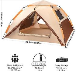 Heavy Duty Camping Tent 4 Man Waterproof Double Layers Pop Up Durable & Light