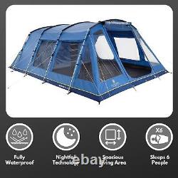 Hi-Gear Hampton 6 Man Nightfall Waterproof Family Tent with Darkened Bedrooms